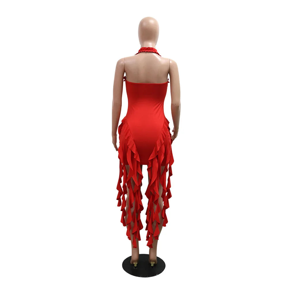 Women Sleeveless Strapless Halter Long Dress Summer Streetwear Beach Tassel Evening 2026 Night Party Dresses Vestidos by DERILUJA LLC