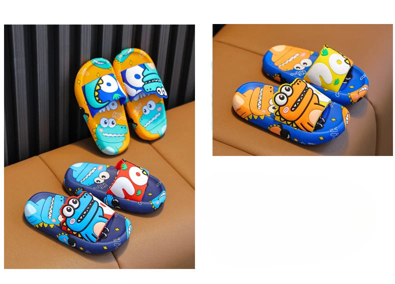 Cartoon Dinosaur Children Slippers Boy Girls Casual Shoes Flat Beach Water Shoes Indoor Soft Kids Cute Flip Flops for Boy Girl by DERILUJA LLC