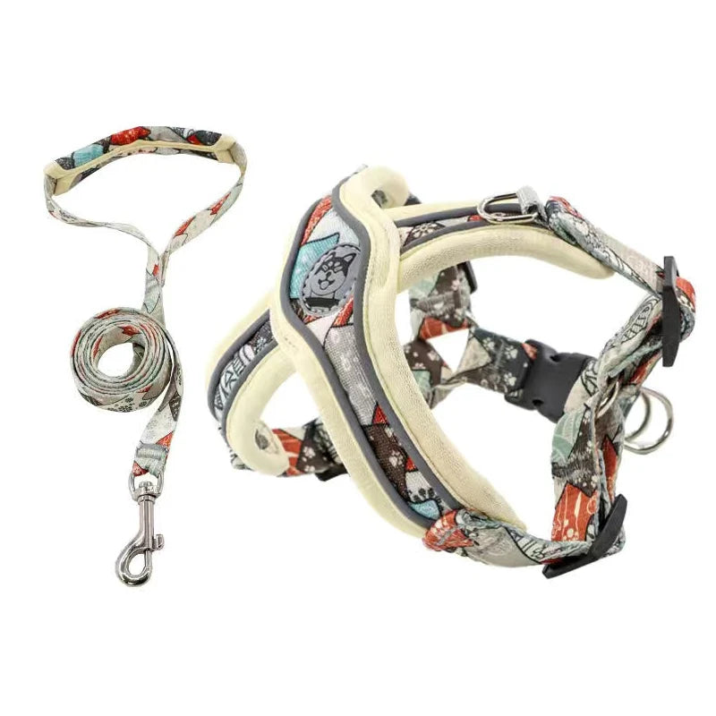 Luxury Pet Vest Harnesses for Small Medium Dogs Adjustable Mesh Puppy Dog Harness and Leash Set Shiba Inu Leads mascotas Chain by Badon Shop LLC