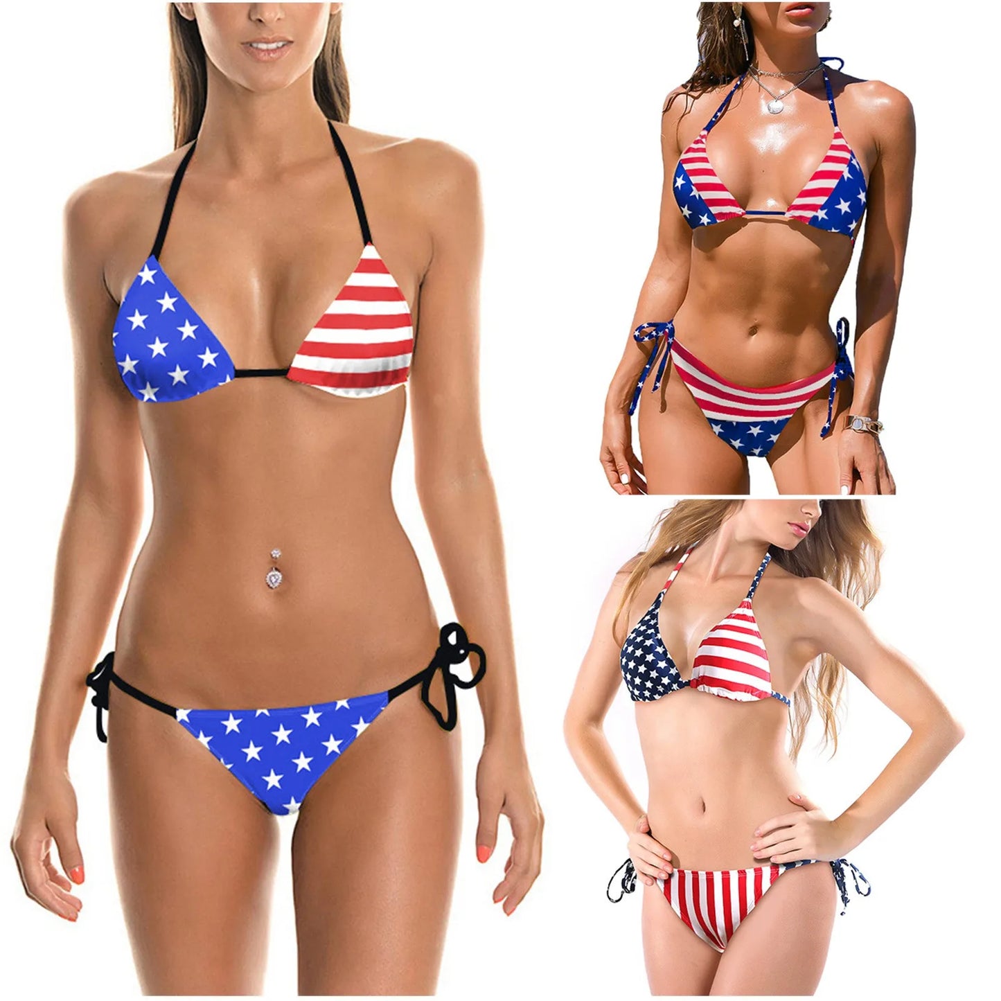 New American Flag 3d Print Bikini Sets Swimsuit Women Swimwear Set Push Up Biquini Suit Summer Beach Mujer Sexy Spring Tankini greg