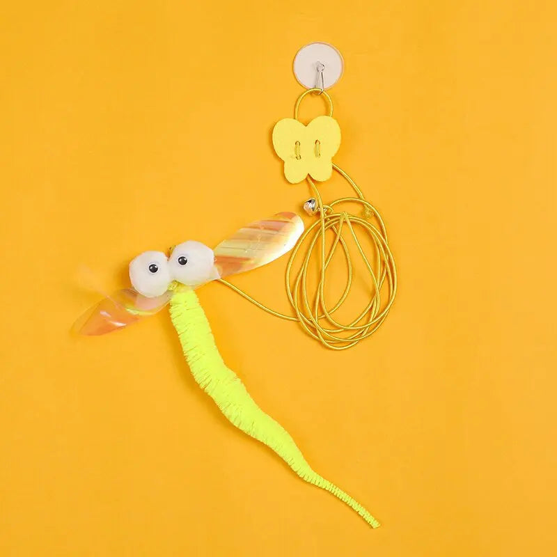 Cat Hanging Toy Elastic Adjustable Rope with Bell Interactive Kitten Toy Dragonfly Shape Swing Hanging Door Teasing Cat Toys by DERILUJA LLC