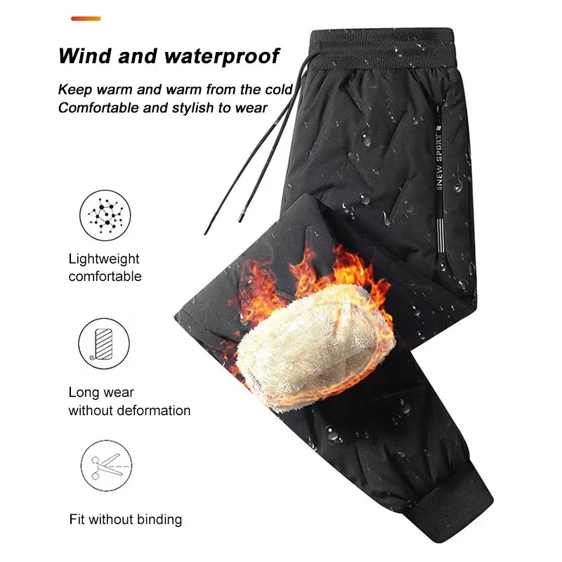Sweatwear Winter Warm Lambswool Thicken Sweatpants Men Outdoors Casual Windproof Jogging Pants Brand High Quality Trousers Men by Badon Shop LLC