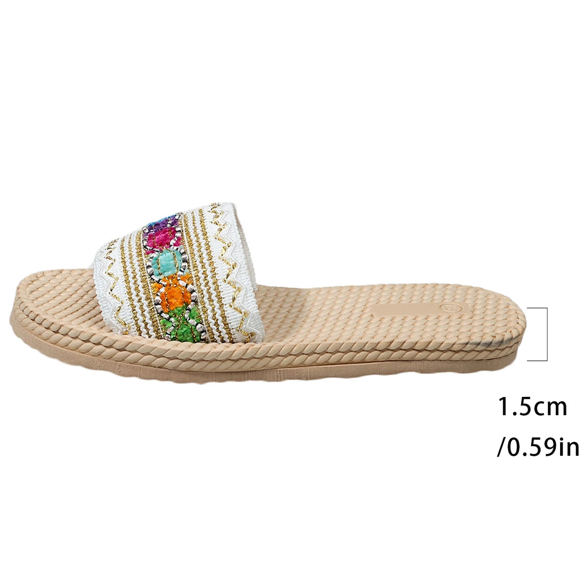 2026 New Summer Women Slippers Beach Fashion Sandals Ethnic Style Round Toe Casual Comfortable Flat Slippers Women Big Size 43 by DERILUJA LLC