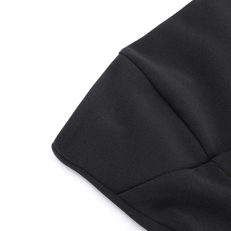 Mini Dresses Solid Patchwork High Waist Summer Fashion Female Bodycon Plunge Vacation Strapless Dress by DERILUJA LLC