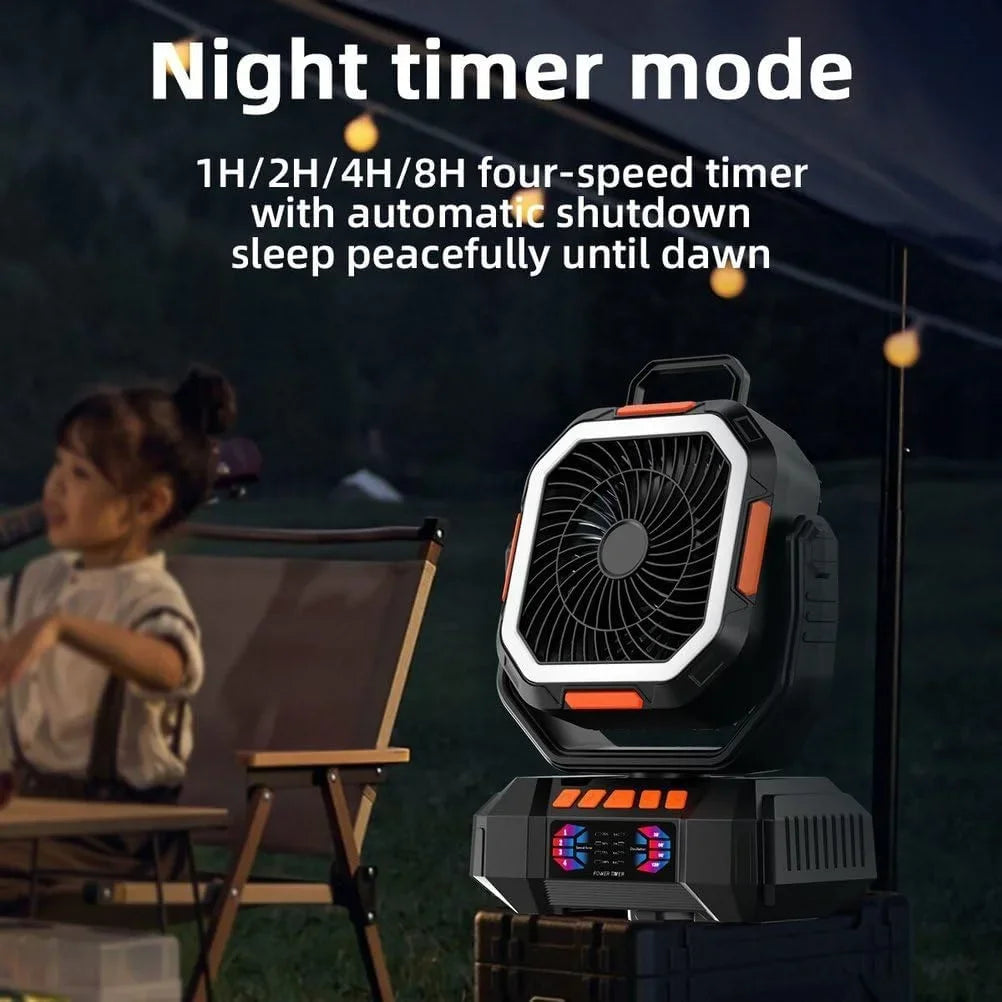 Rechargeable Portable camping Fan 40000mah 720° Rotating Hanging Fan Night Light Air Cooler Outdoor Camping Tent fans ventilador by DERILUJA LLC
