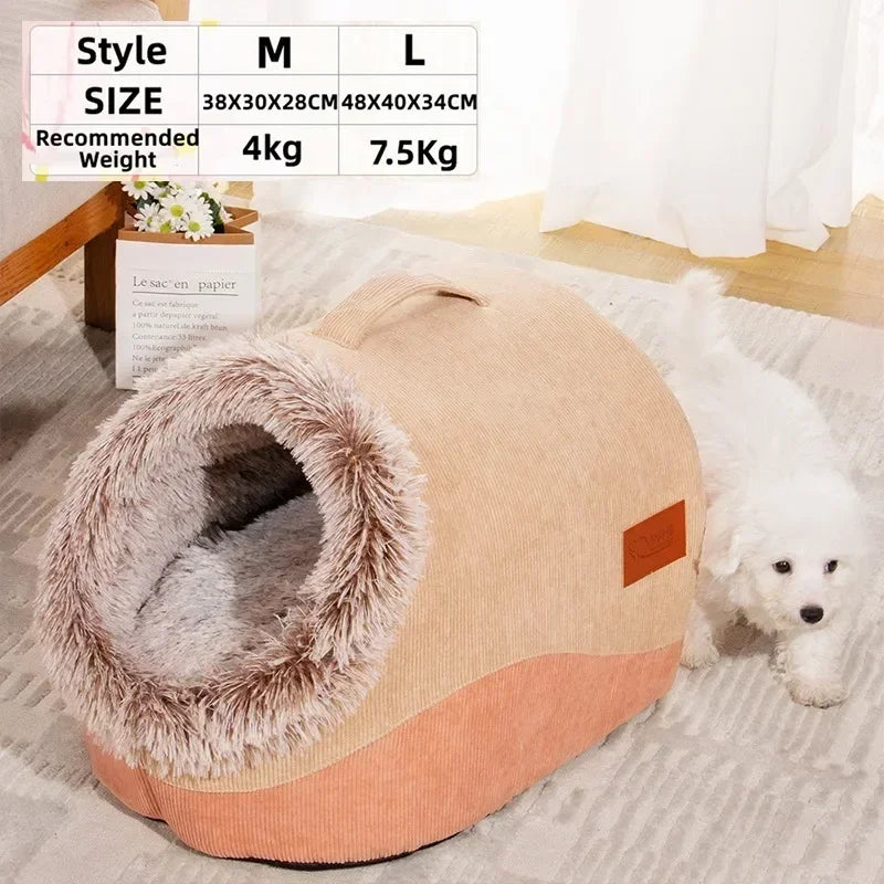 Pet House for Small Dog Cat Bed House Portable Enclosed Plush Pet Kitten Nest Winter Warm Soft Pet Cave Kennel Deep Sleep Sofa by Badon Shop LLC