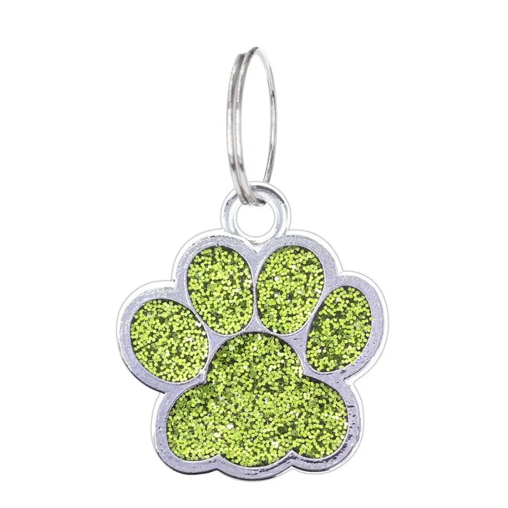 Cat Dog Paw Print Dog Cat Tags Personalized Anti-Lost Pet Glitter Pendant with Hook Exquisite Pet Collar Tag Pendant Puppy by DERILUJA LLC