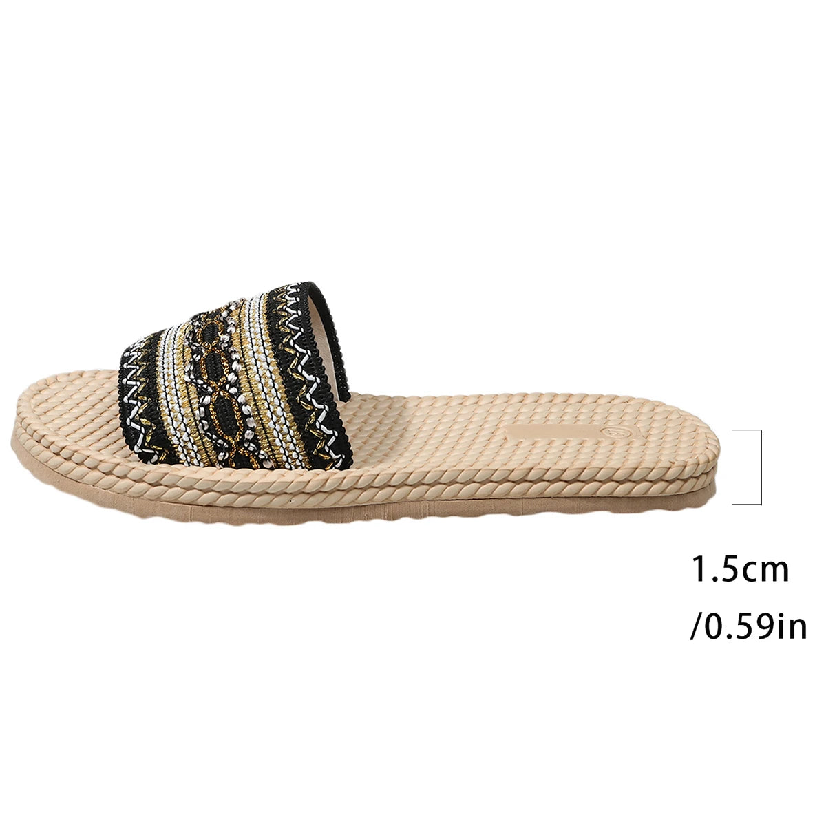 2026 New Summer Women Slippers Beach Fashion Sandals Ethnic Style Round Toe Casual Comfortable Flat Slippers Women Big Size 43 by DERILUJA LLC