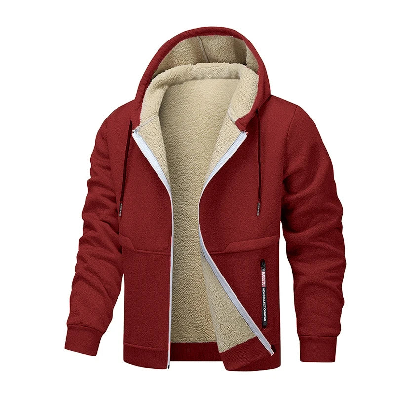 Animal Game Casual Hoodies for Men Heavyweight Fleece Sweatshirt Thick Sherpa Lined Hooded Zipper Jacket Thick Streetwear Coats by DERILUJA LLC
