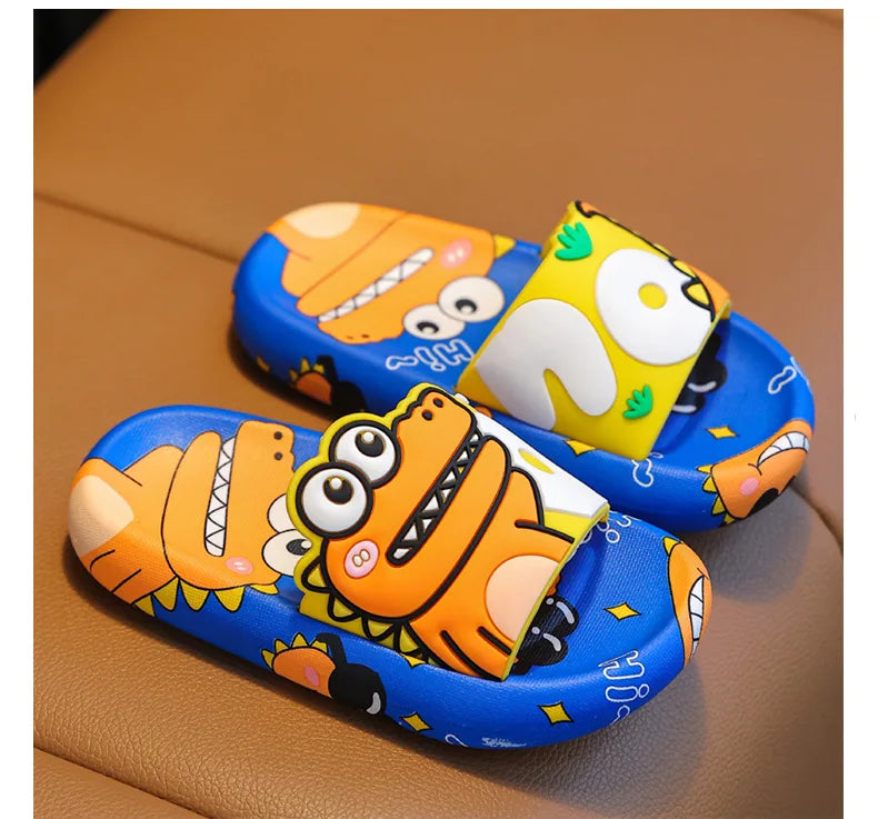 Cartoon Dinosaur Children Slippers Boy Girls Casual Shoes Flat Beach Water Shoes Indoor Soft Kids Cute Flip Flops for Boy Girl by DERILUJA LLC