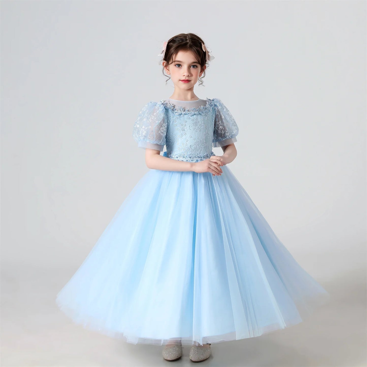 Girl Flower Dress Lace Embroidered Wedding Princess Dress Host Performance Costume Gown Christmas Party Evening Dresses by DERILUJA LLC