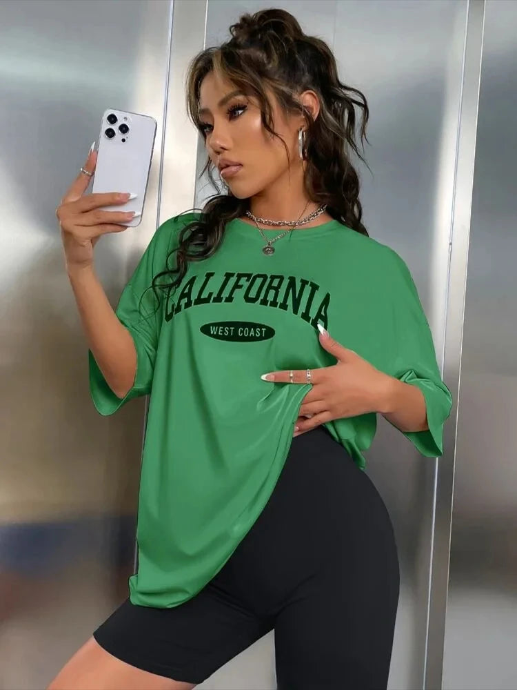 Califonia West Coast Printed T Shirt Women Cotton Loose Womens Tee Shirt Breathable Trend Tops Be Durable Female 2026 by DERILUJA LLC