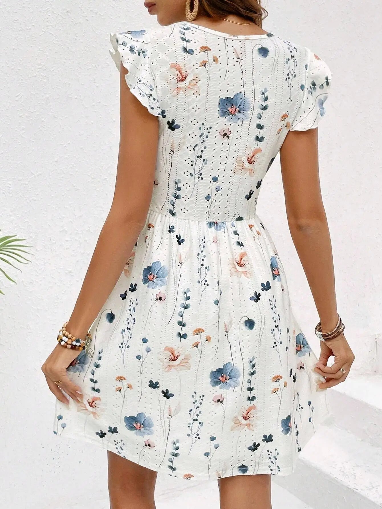 Summer Elegant Lace Mini Dress Women 2026 Fashion Sleevelesss A-line Floral Print V-neck Short Dresses Casual by DERILUJA LLC