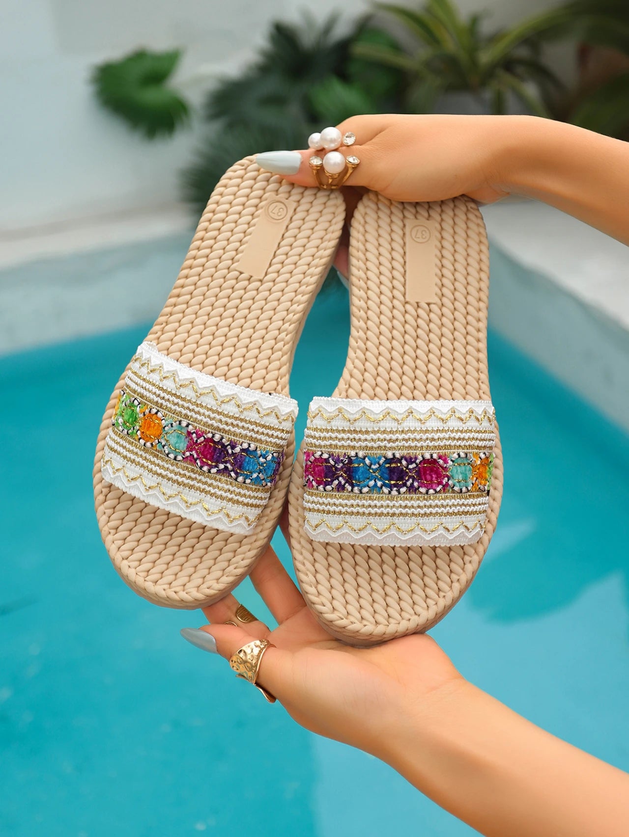 2026 New Summer Women Slippers Beach Fashion Sandals Ethnic Style Round Toe Casual Comfortable Flat Slippers Women Big Size 43 by DERILUJA LLC