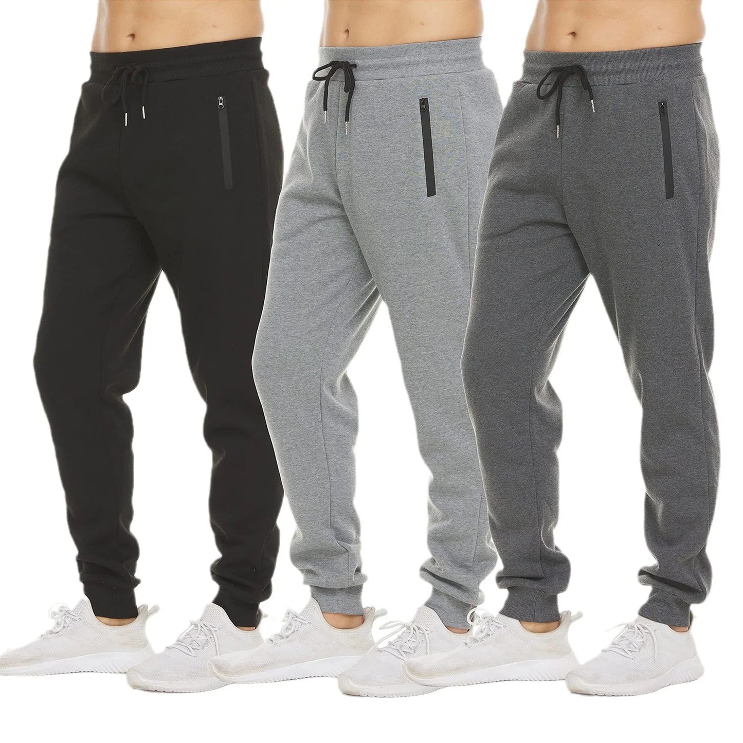 new Sweatpants Streetwear Trousers Men Pants Solid color Drawstring Zipper Pockets Cargo Pants Men Overalls Running pants by DERILUJA LLC