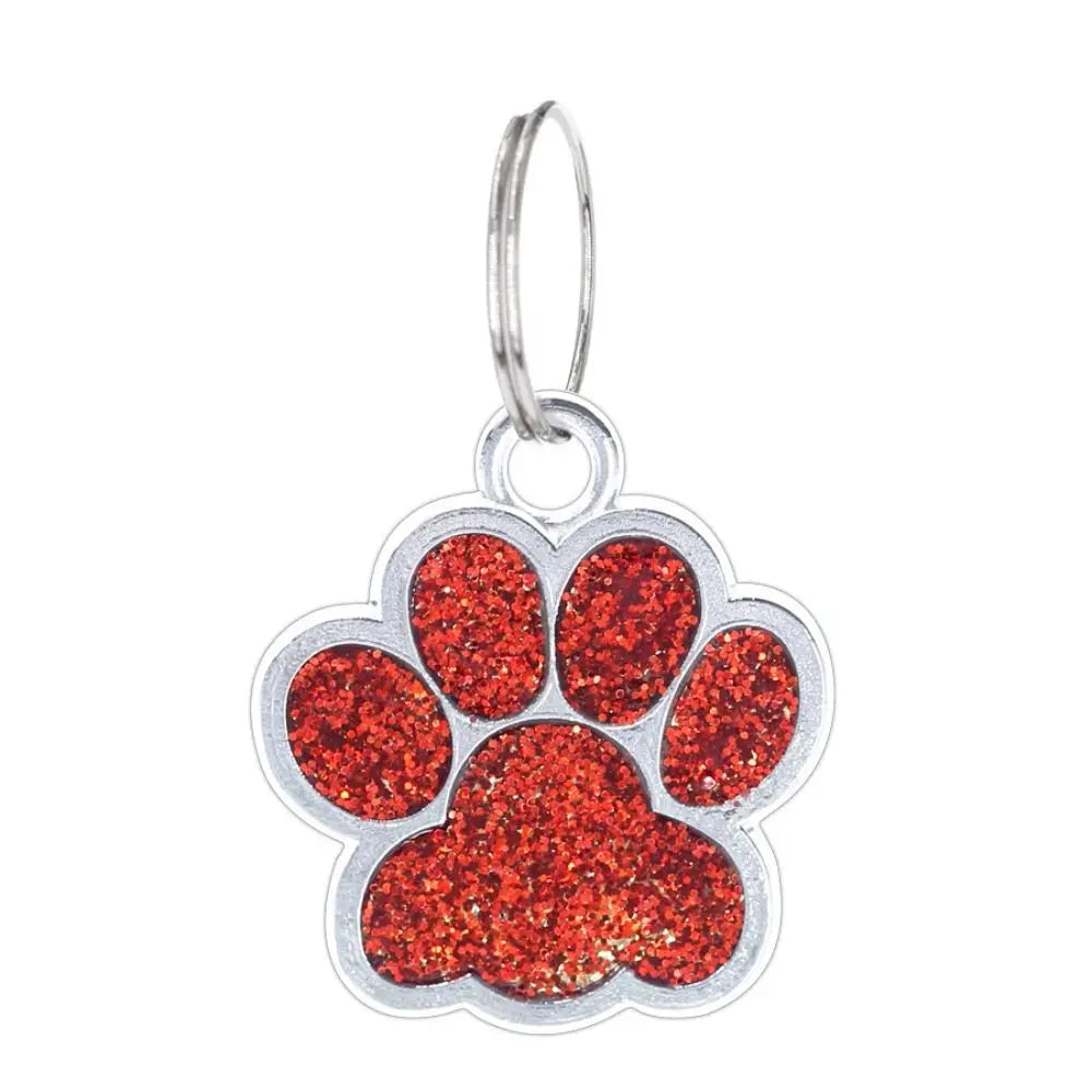 Cat Dog Paw Print Dog Cat Tags Personalized Anti-Lost Pet Glitter Pendant with Hook Exquisite Pet Collar Tag Pendant Puppy by DERILUJA LLC