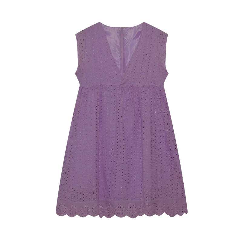 2026 Lace Jacquard Hollowed out V-neck Dress with Pocket Lining Shorts New Women's Fashion Elegant Casual Dress by DERILUJA LLC