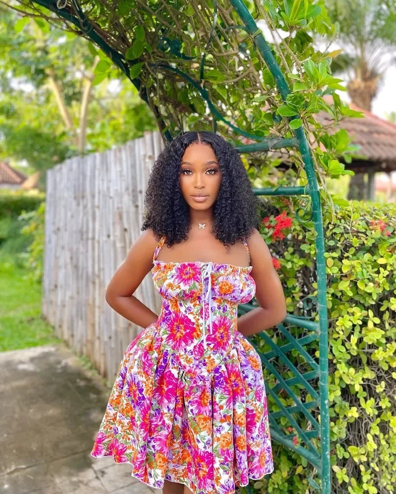 Dress Women Summer Fashion Women Sleeveless Polyester Printing Mini Dress Casual Beach Party Evening Dress