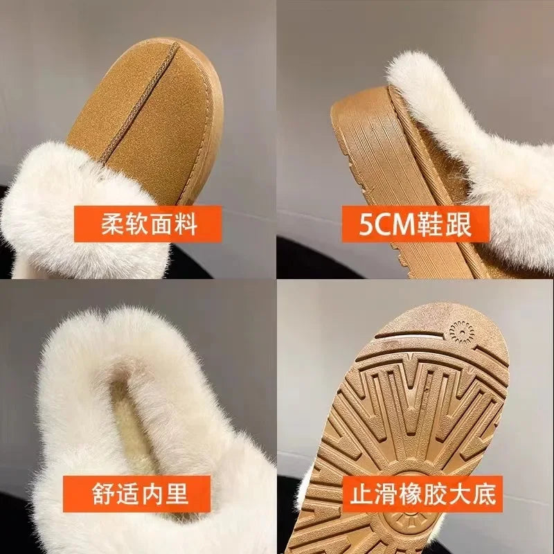 Winter Plush Cotton Slippers Women Flats Shoes New kp