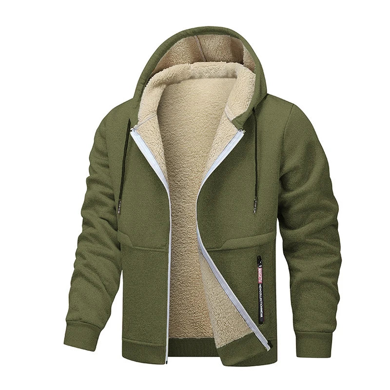 Animal Game Casual Hoodies for Men Heavyweight Fleece Sweatshirt Thick Sherpa Lined Hooded Zipper Jacket Thick Streetwear Coats by DERILUJA LLC