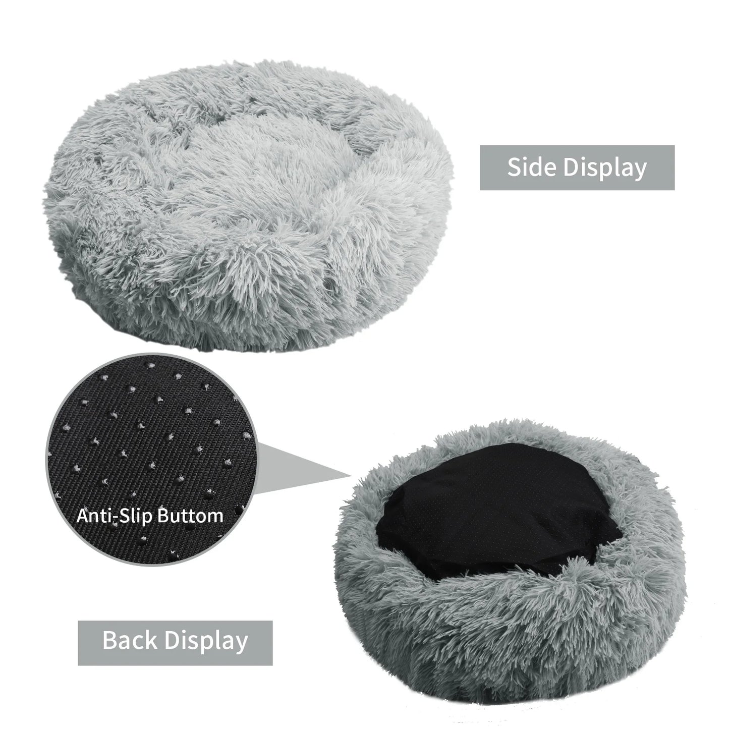 50cm Round Pet Bed Calming Dog & Cat Anti-Anxiety Donut Cuddler Round Cozy Ultra Kennel Washable Plush Cushion Winter Warm Sleep by Badon Shop LLC