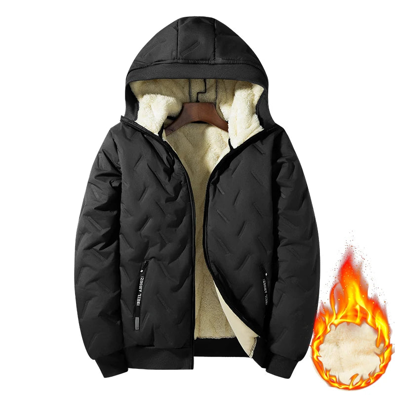 Men's hooded warm short jacket winter zipper pocket jacket outdoor sports and leisure work clothes windproof cotton jacket by Badon Shop LLC
