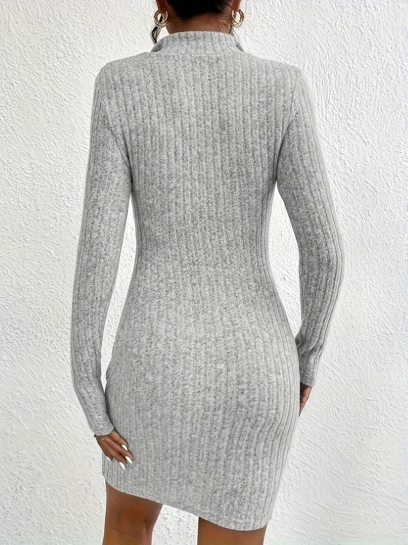 Fashion Solid Mini Dress Casual Plain Long Sleeve Bodycon Party Hip Wrap Dresses Robe by DERILUJA LLC