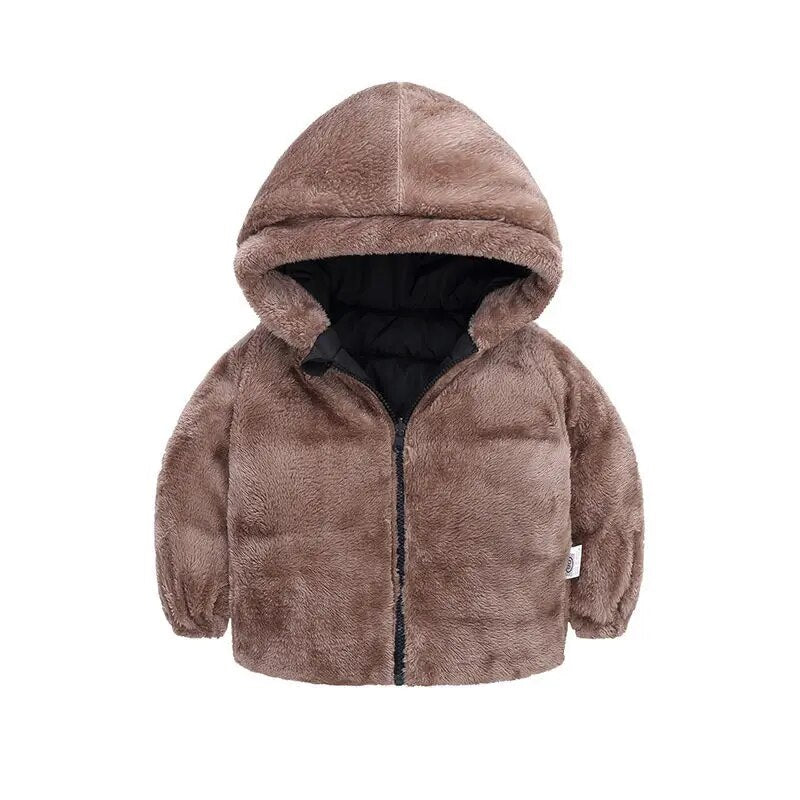 Baby Boys Girls Cotton Clothing Down Jackets Toddler Winter Thicken Velvet Warm Coat Hooded Kids Children Clothes Outwear 1-6yrs
