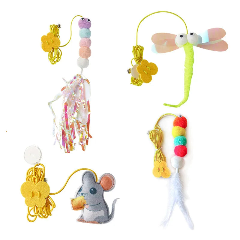 Pet Cat Toys Elasticity Retractable Hanging Door Type Interactive Toy For Kitten Mouse Catnip Scratch Rope Toy Pet Supplies by DERILUJA LLC