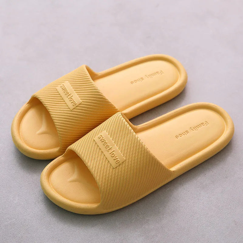 Summer Bathroom Slippers Men Women Non-slip Fashion Slides Indoor House EVA Slippers Woman Couples at Home Happy Flops LX021 by DERILUJA LLC