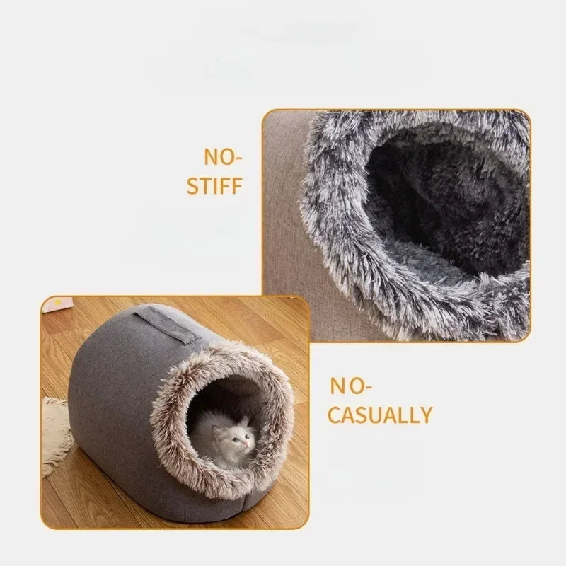 Pet House for Small Dog Cat Bed House Portable Enclosed Plush Pet Kitten Nest Winter Warm Soft Pet Cave Kennel Deep Sleep Sofa by Badon Shop LLC