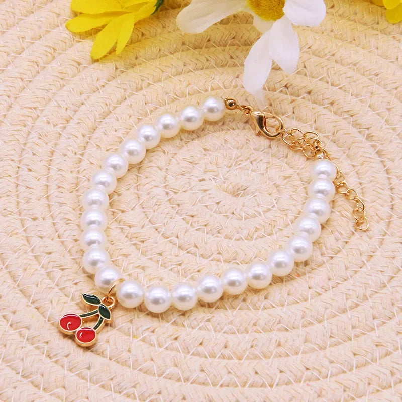 Luxury Pearl Pet Collar Pet Cat Dog Collar Love Pendant Pet Supplies Love Crystal Collar Kitten Cat Necklace by Badon Shop LLC