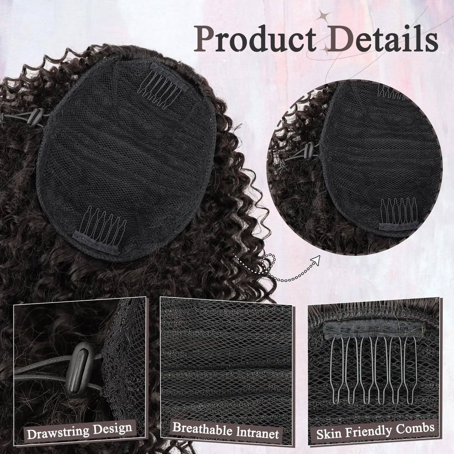 BOL Synthetic Curly Ponytail Extension Kinky Curly Hair Soft Drawstring Ombre Burgundy Ponytail Fake Hair Extension for Women by DERILUJA LLC