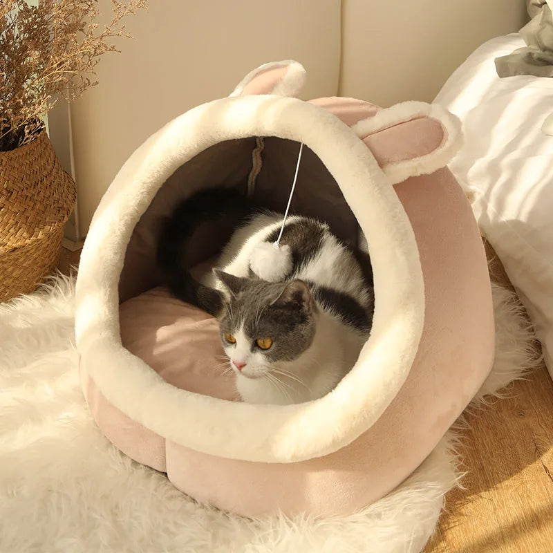 Deep Sleep Cat Bed Cartoon Pet Bed Foldable Removable Washable Pet Sleeping Bed for Small Dog Mat Bag Cave Cats Bed by Badon Shop LLC