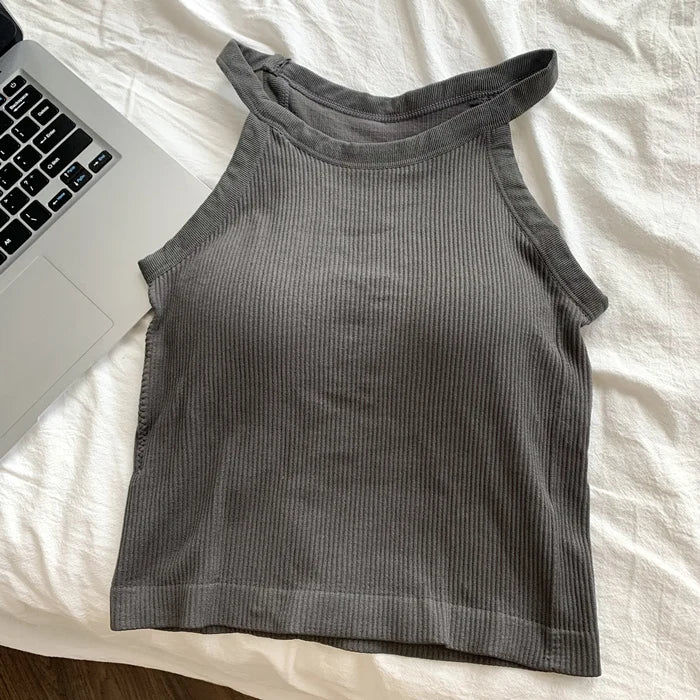 Women's Small Strap Vest Outdoor Wear Summer Beautiful Ba Sports Yoga Hanging Ne Top with Chest Pad Matching Underwear by DERILUJA LLC