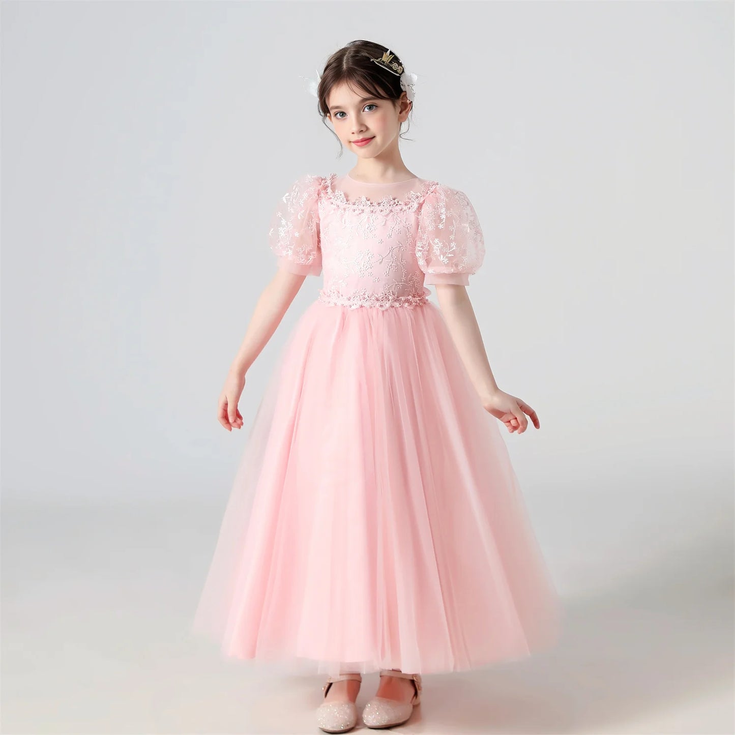 Girl Flower Dress Lace Embroidered Wedding Princess Dress Host Performance Costume Gown Christmas Party Evening Dresses by DERILUJA LLC