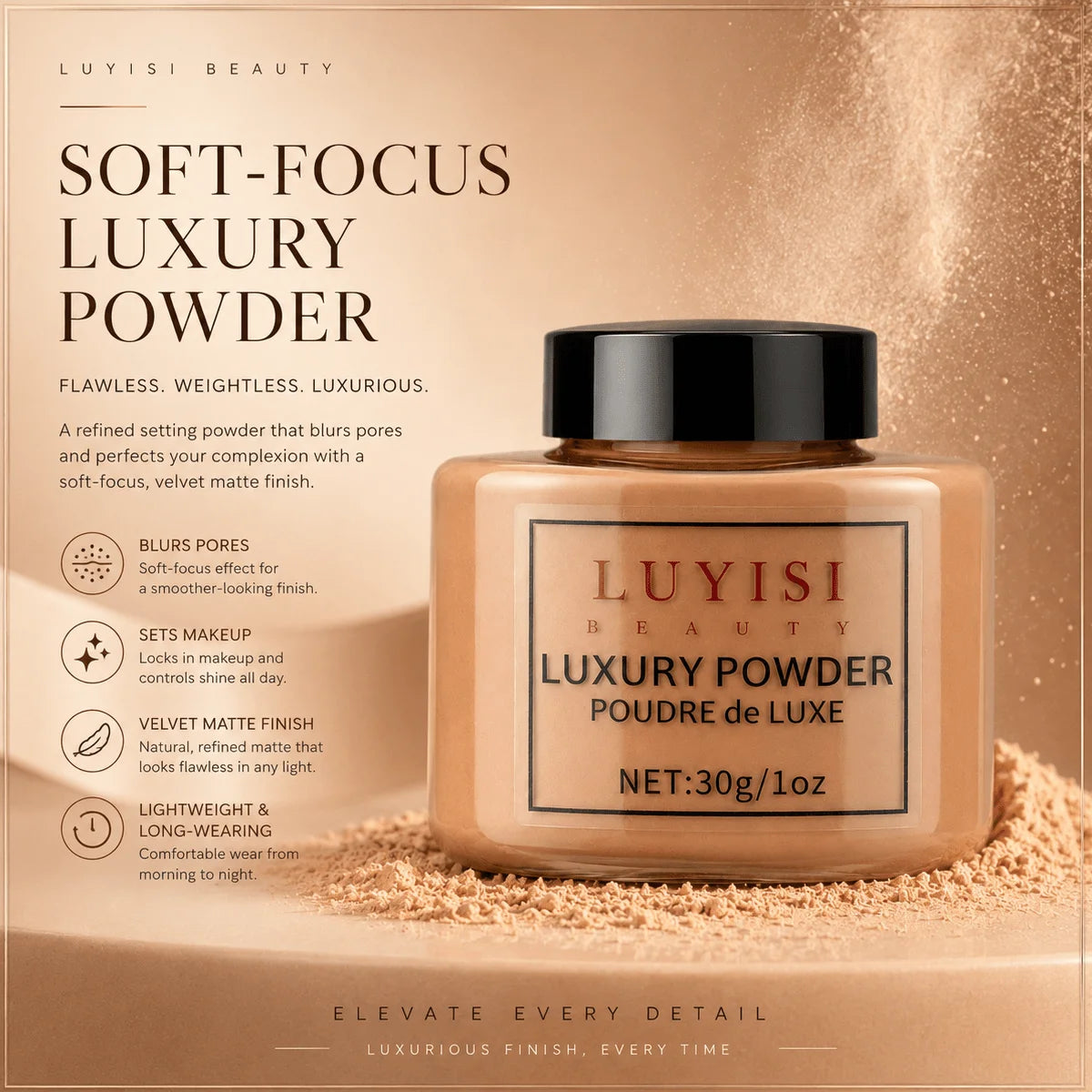 Facial Makeup Set:1pc Matte Loose Powder+1pc Waterproof Fundation,High-Coverage,Long-Lasting,Oil Control,Creat Natural Looks. by DERILUJA LLC