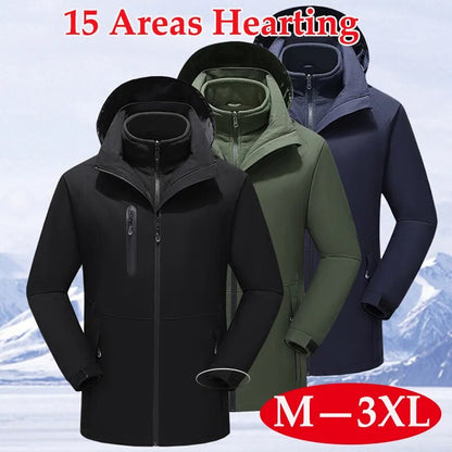 Winter Three-in-one Jacket with Electric Heating and Removable Sports Jacket To Prevent Cold and Rain Heated and Warm women's Jacket