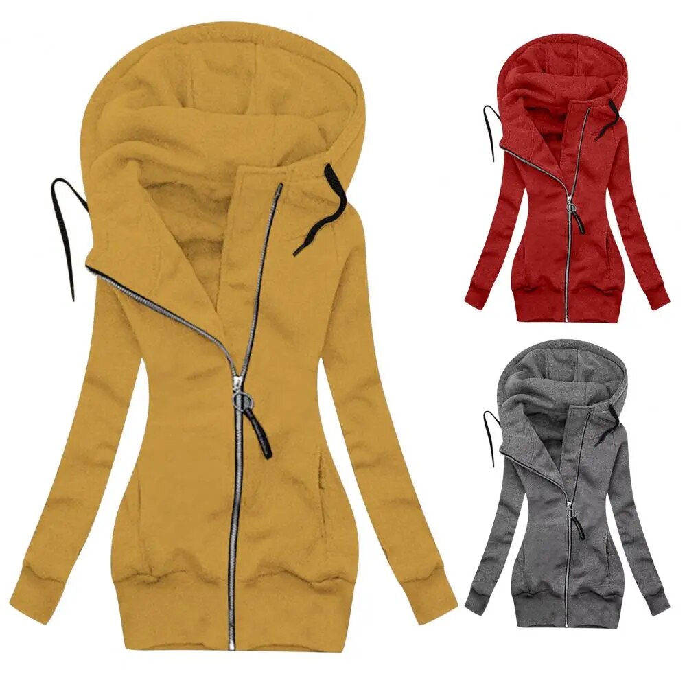 Classic Winter Coat Side Pockets Cold Resistant Super Soft Zipper Closure Warm Hoodie women's Jacket