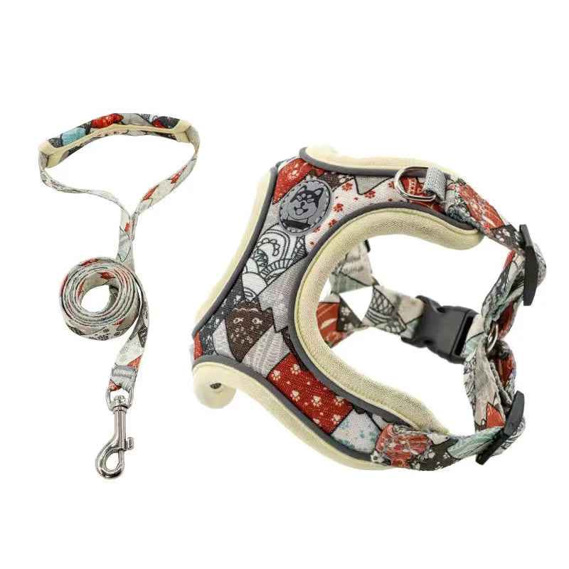 Luxury Pet Vest Harnesses for Small Medium Dogs Adjustable Mesh Puppy Dog Harness and Leash Set Shiba Inu Leads mascotas Chain by Badon Shop LLC