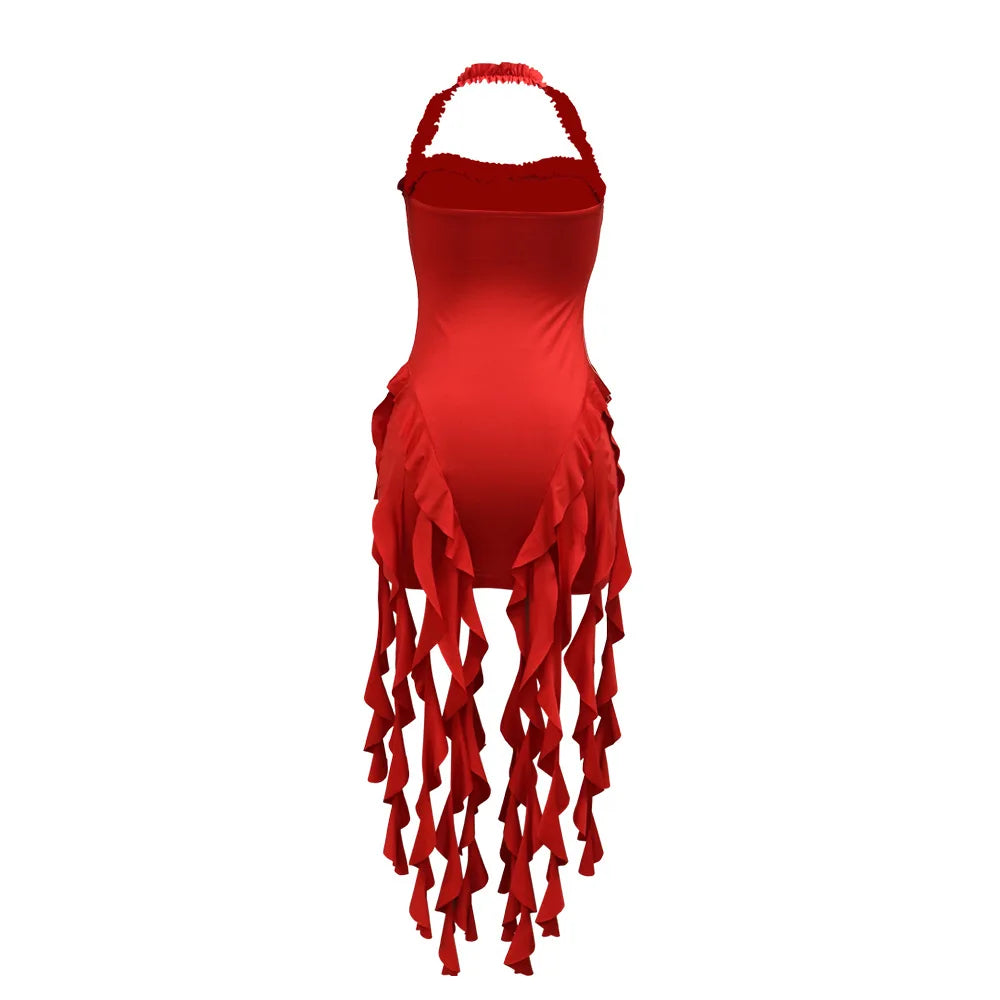 Women Sleeveless Strapless Halter Long Dress Summer Streetwear Beach Tassel Evening 2026 Night Party Dresses Vestidos by DERILUJA LLC