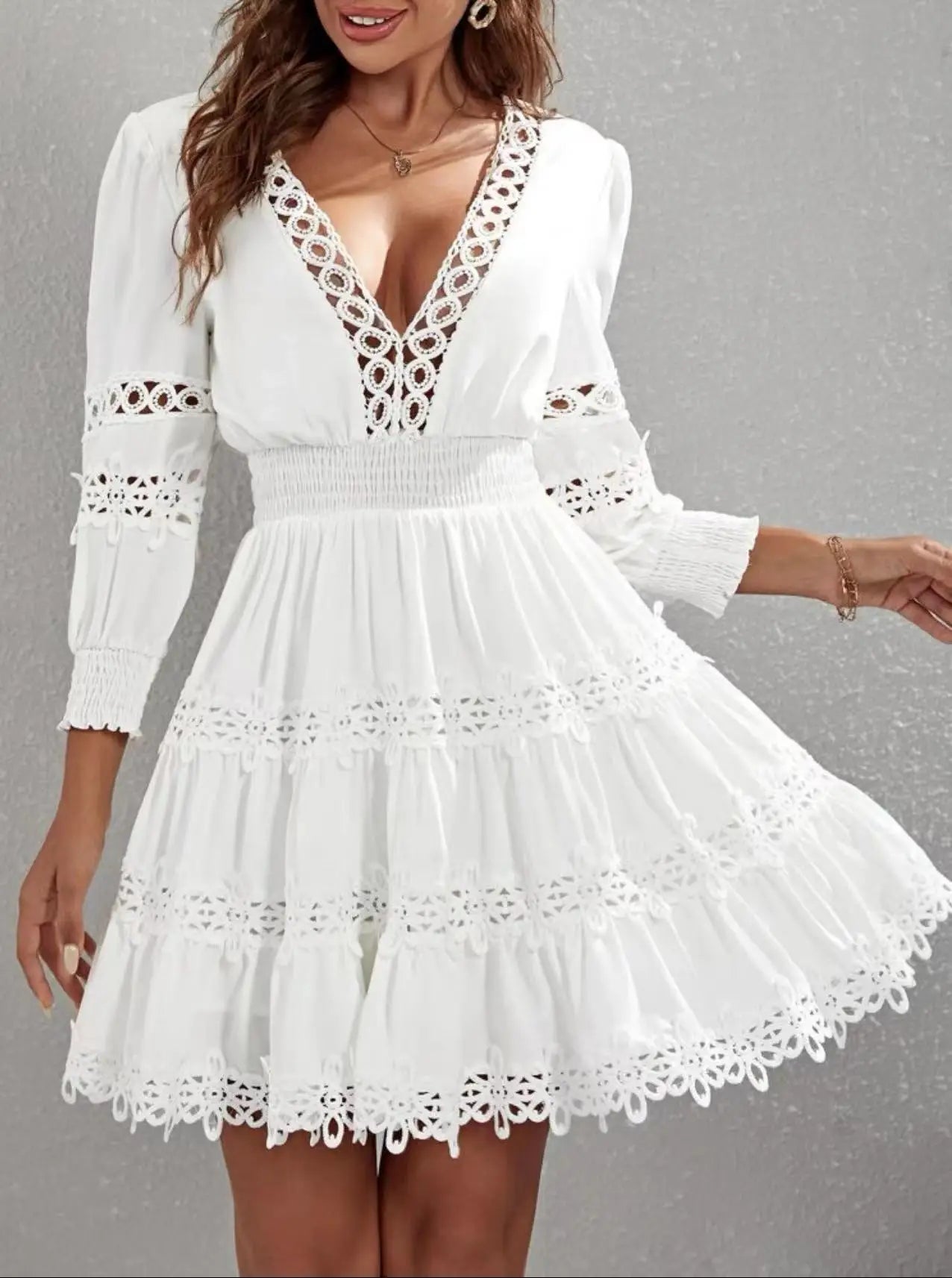 Mini Dress Women Spring Casual Elegant Vintage Patchwork Office Dresses For Women Robe by DERILUJA LLC