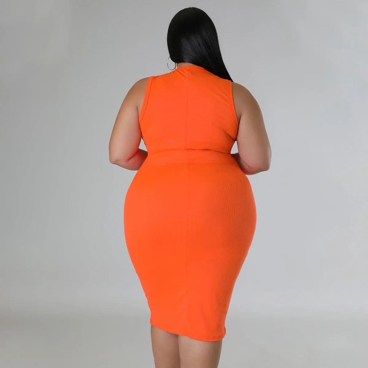 Women Plus size Fashion Sleeveless Knit Ribbed Bodycon Midi Tank Dress by DERILUJA LLC