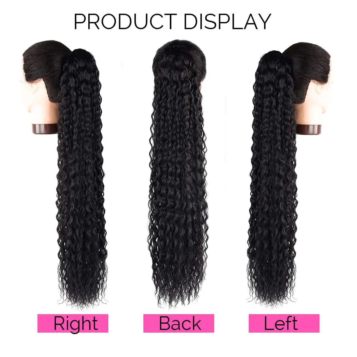 Synthetic Wig 24inch Long Curly Wave Drawstring Ponytail HairPieces Extension Heat Resistant Clip in For Women Girl by DERILUJA LLC