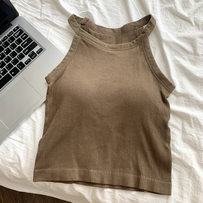Women's Small Strap Vest Outdoor Wear Summer Beautiful Ba Sports Yoga Hanging Ne Top with Chest Pad Matching Underwear by DERILUJA LLC