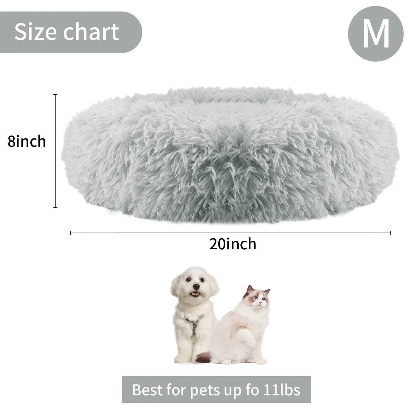 50cm Round Pet Bed Calming Dog & Cat Anti-Anxiety Donut Cuddler Round Cozy Ultra Kennel Washable Plush Cushion Winter Warm Sleep by Badon Shop LLC