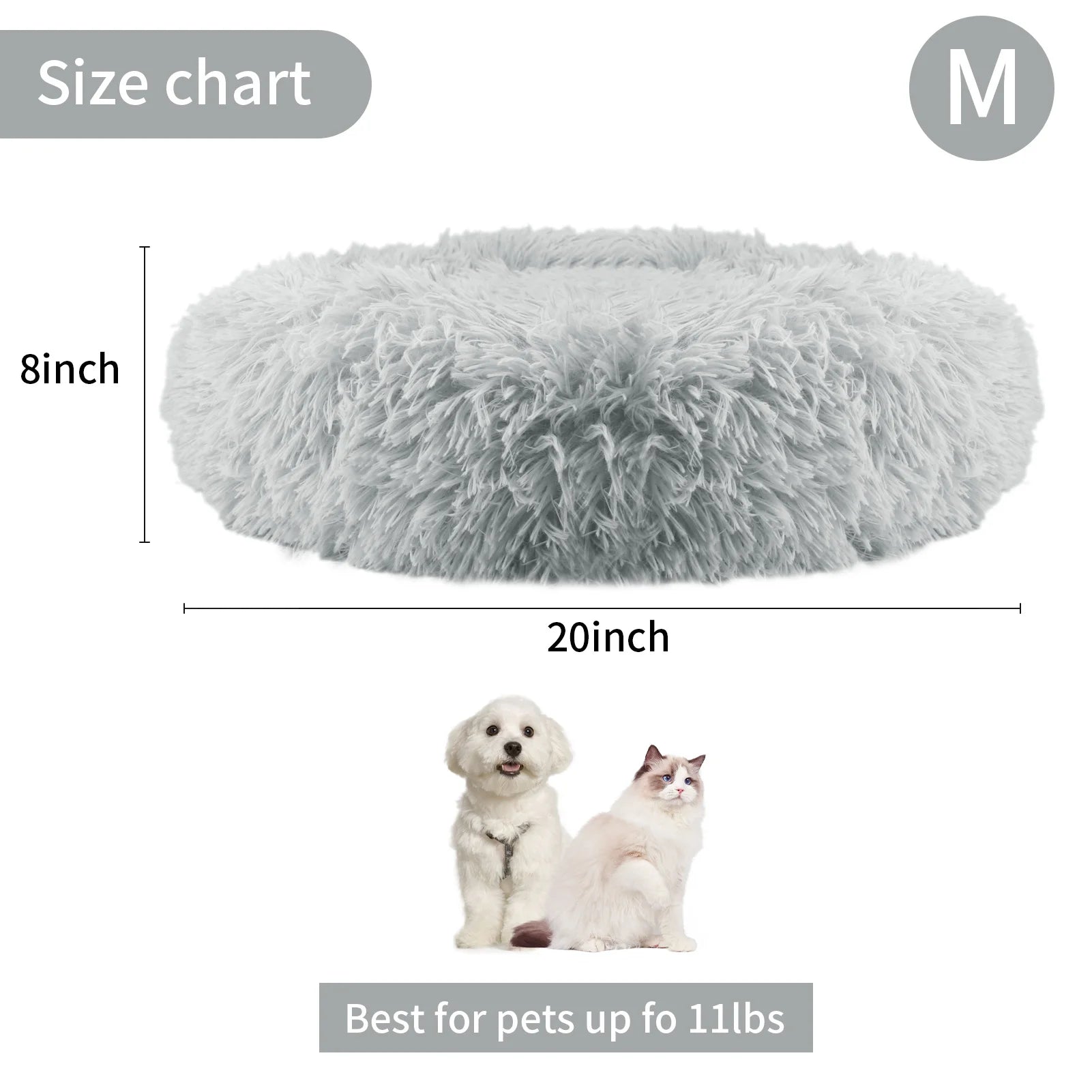 50cm Round Pet Bed Calming Dog & Cat Anti-Anxiety Donut Cuddler Round Cozy Ultra Kennel Washable Plush Cushion Winter Warm Sleep by Badon Shop LLC