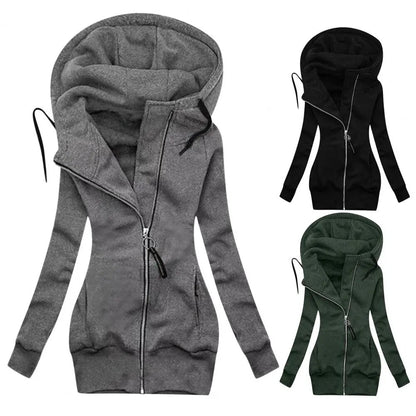 Classic Winter Coat Side Pockets Cold Resistant Super Soft Zipper Closure Warm Hoodie women's Jacket