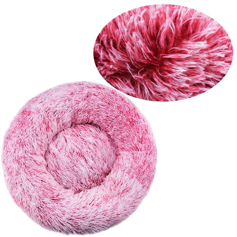 40-90cm Round Pet Bed for Large Dog Bed Super Soft Cat Bed Long Plush Dog House for Medium Dog House Winter Warm Sleeping by Badon Shop LLC
