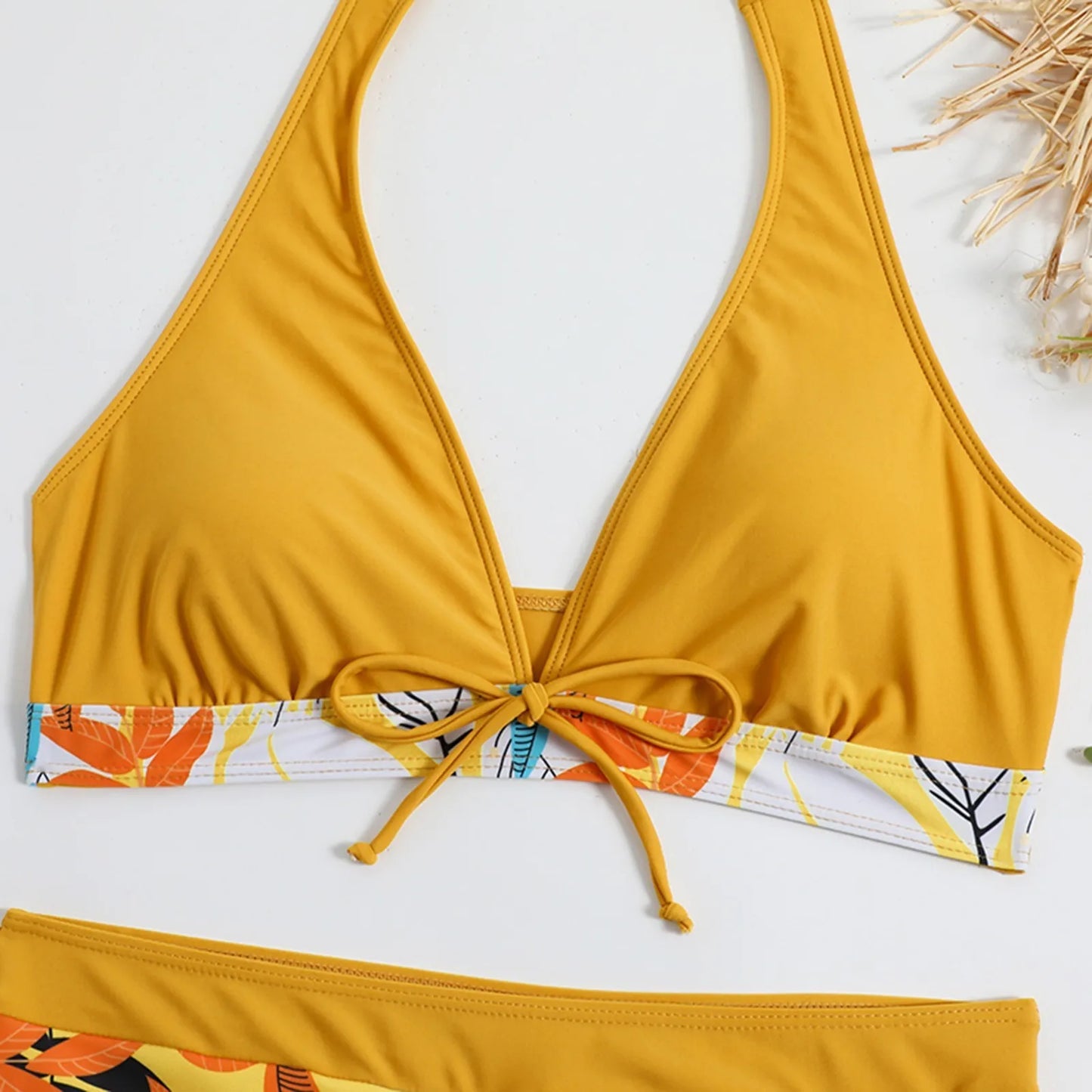 Women's Paneled Printed Swimsuit Ladies Fashion High Waist Swimsuit Two-Piece Set V-Neck Bathing Suits Female by DERILUJA LLC